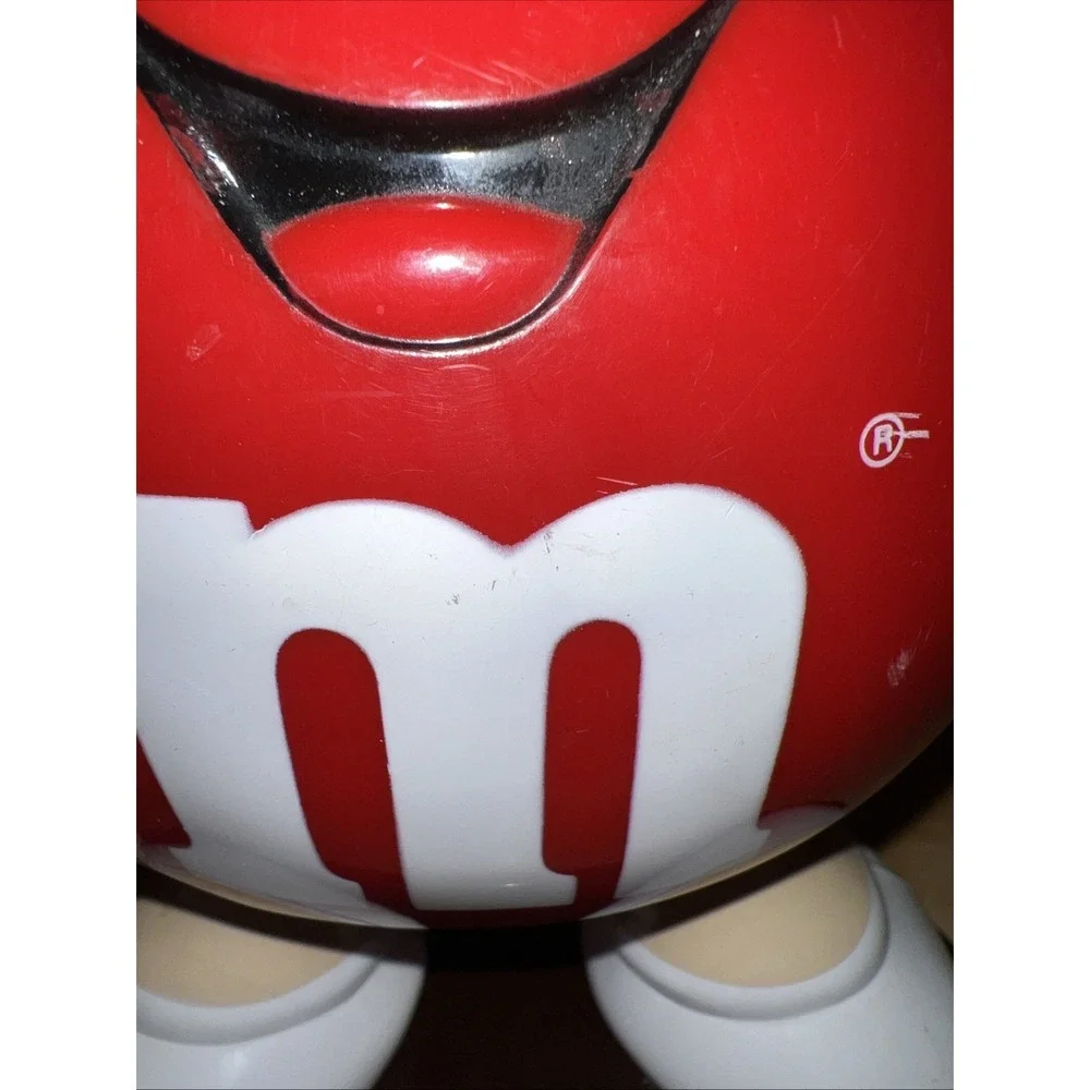 Vintage 1991 Standing Plain Red M&M Candy Dispenser Pull Hand Lever Works Great!